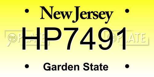 HP7491 New Jersey License Plate