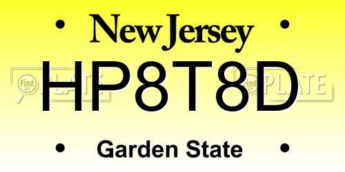 HP8T8D New Jersey License Plate