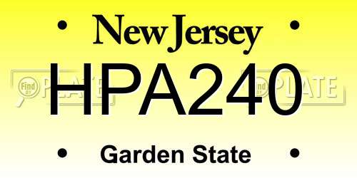 HPA240 New Jersey License Plate