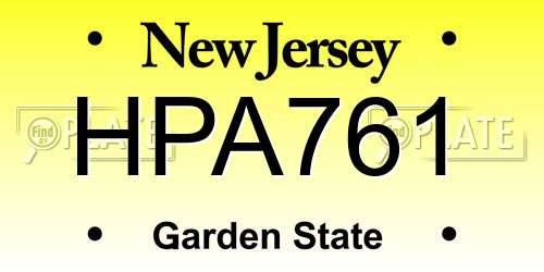 HPA761 New Jersey License Plate