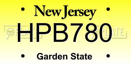 HPB780 New Jersey License Plate