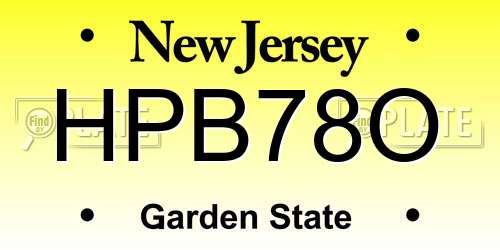 HPB78O New Jersey License Plate