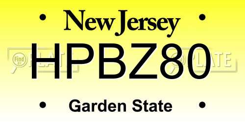 HPBZ80 New Jersey License Plate