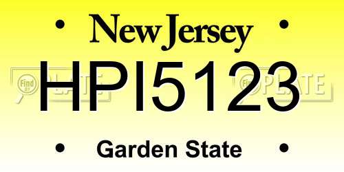 HPI5123 New Jersey License Plate