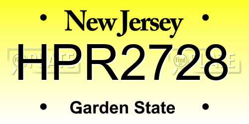 HPR2728 New Jersey License Plate