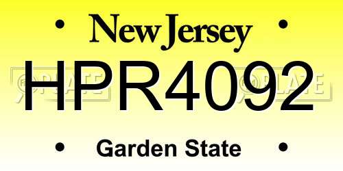 HPR4092 New Jersey License Plate