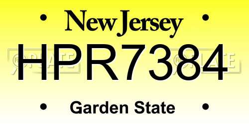 HPR7384 New Jersey License Plate