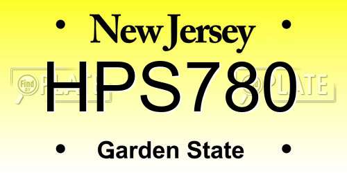 HPS780 New Jersey License Plate