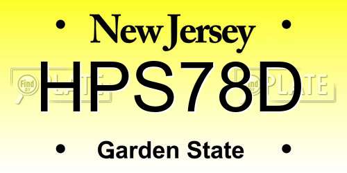 HPS78D New Jersey License Plate