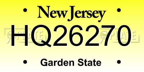 HQ26270 New Jersey License Plate