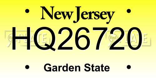 HQ26720 New Jersey License Plate