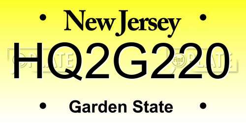 HQ2G220 New Jersey License Plate