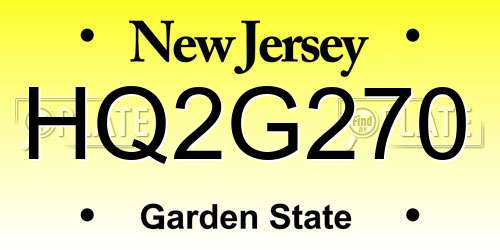 HQ2G270 New Jersey License Plate