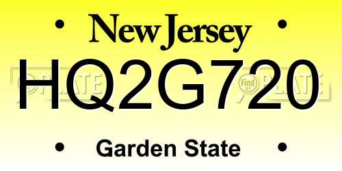 HQ2G720 New Jersey License Plate