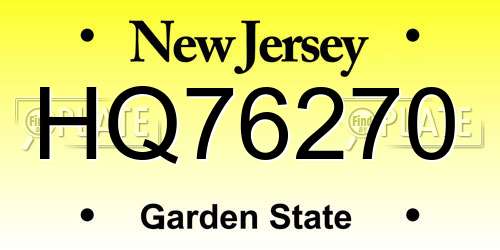 HQ76270 New Jersey License Plate