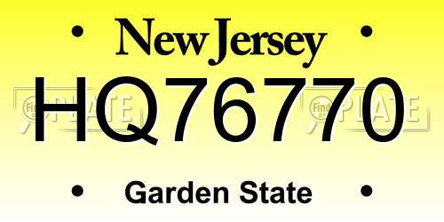 HQ76770 New Jersey License Plate