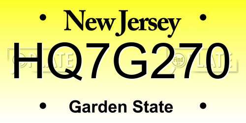 HQ7G270 New Jersey License Plate
