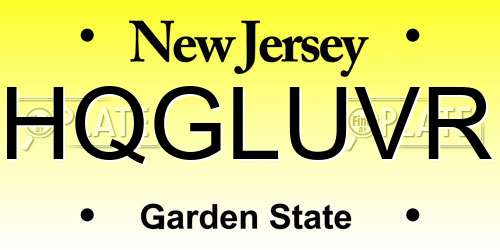 HQGLUVR New Jersey License Plate