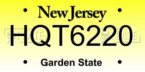HQT6220 New Jersey License Plate