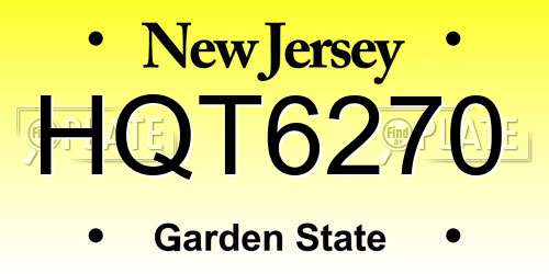 HQT6270 New Jersey License Plate