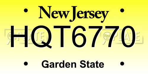 HQT6770 New Jersey License Plate