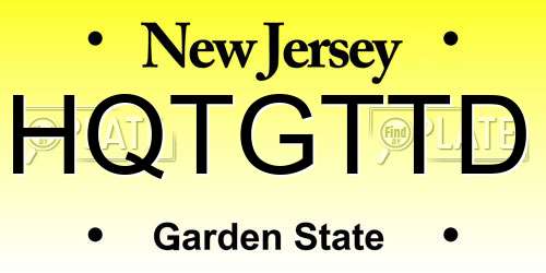 HQTGTTD New Jersey License Plate