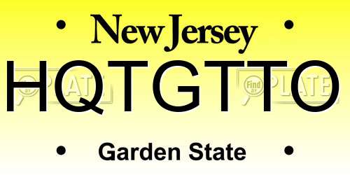 HQTGTTO New Jersey License Plate