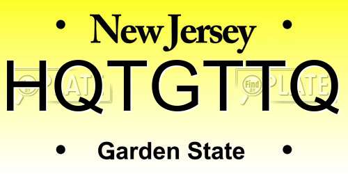 HQTGTTQ New Jersey License Plate