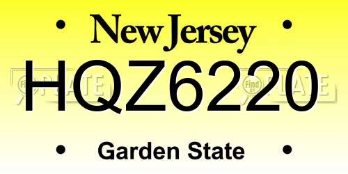 HQZ6220 New Jersey License Plate
