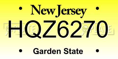 HQZ6270 New Jersey License Plate
