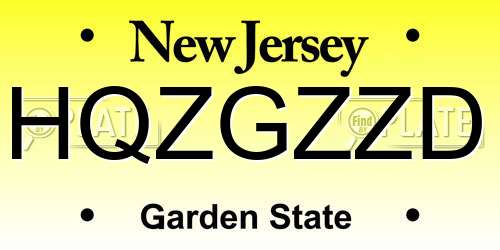HQZGZZD New Jersey License Plate