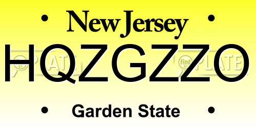 HQZGZZO New Jersey License Plate