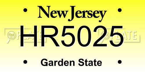 HR5025 New Jersey License Plate