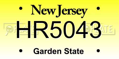 HR5043 New Jersey License Plate