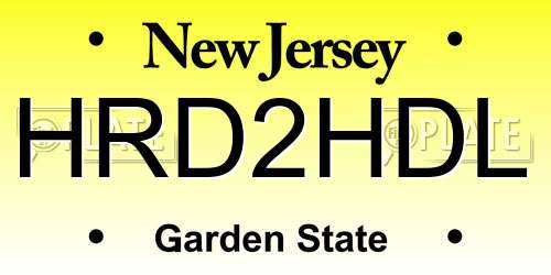 HRD2HDL New Jersey License Plate