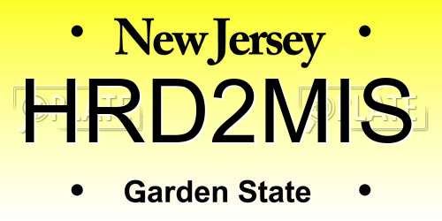 HRD2MIS New Jersey License Plate