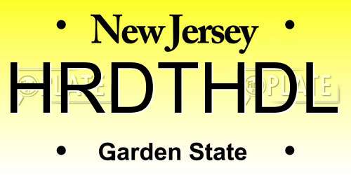 HRDTHDL New Jersey License Plate
