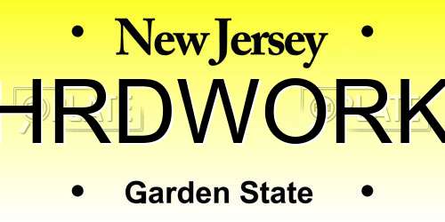 HRDWORK New Jersey License Plate