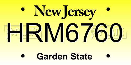 HRM6760 New Jersey License Plate