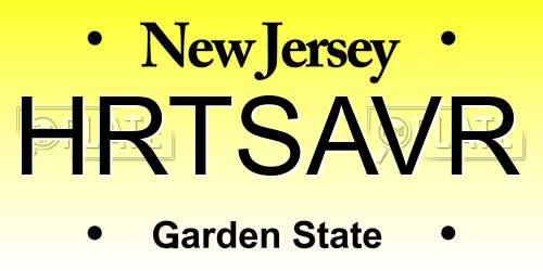HRTSAVR New Jersey License Plate
