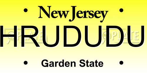 HRUDUDU New Jersey License Plate