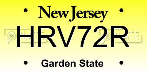 HRV72R New Jersey License Plate