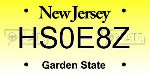 HS0E8Z New Jersey License Plate