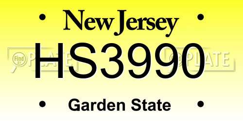HS3990 New Jersey License Plate