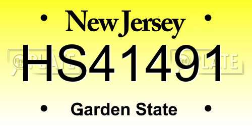 HS41491 New Jersey License Plate