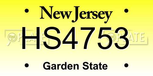 HS4753 New Jersey License Plate