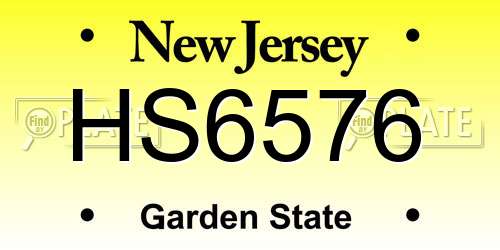 HS6576 New Jersey License Plate