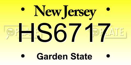 HS6717 New Jersey License Plate
