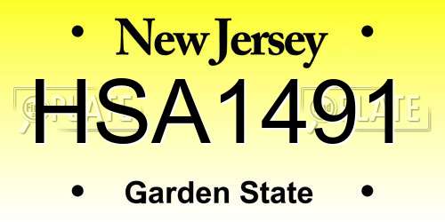 HSA1491 New Jersey License Plate