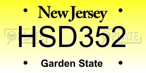 HSD352 New Jersey License Plate